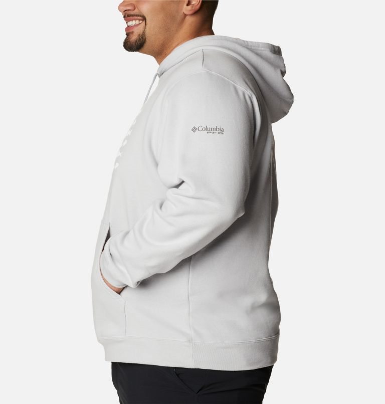Men's Columbia PFG Fish Flag II Hoodie Light Grey | Plus Size CA-DL4A6